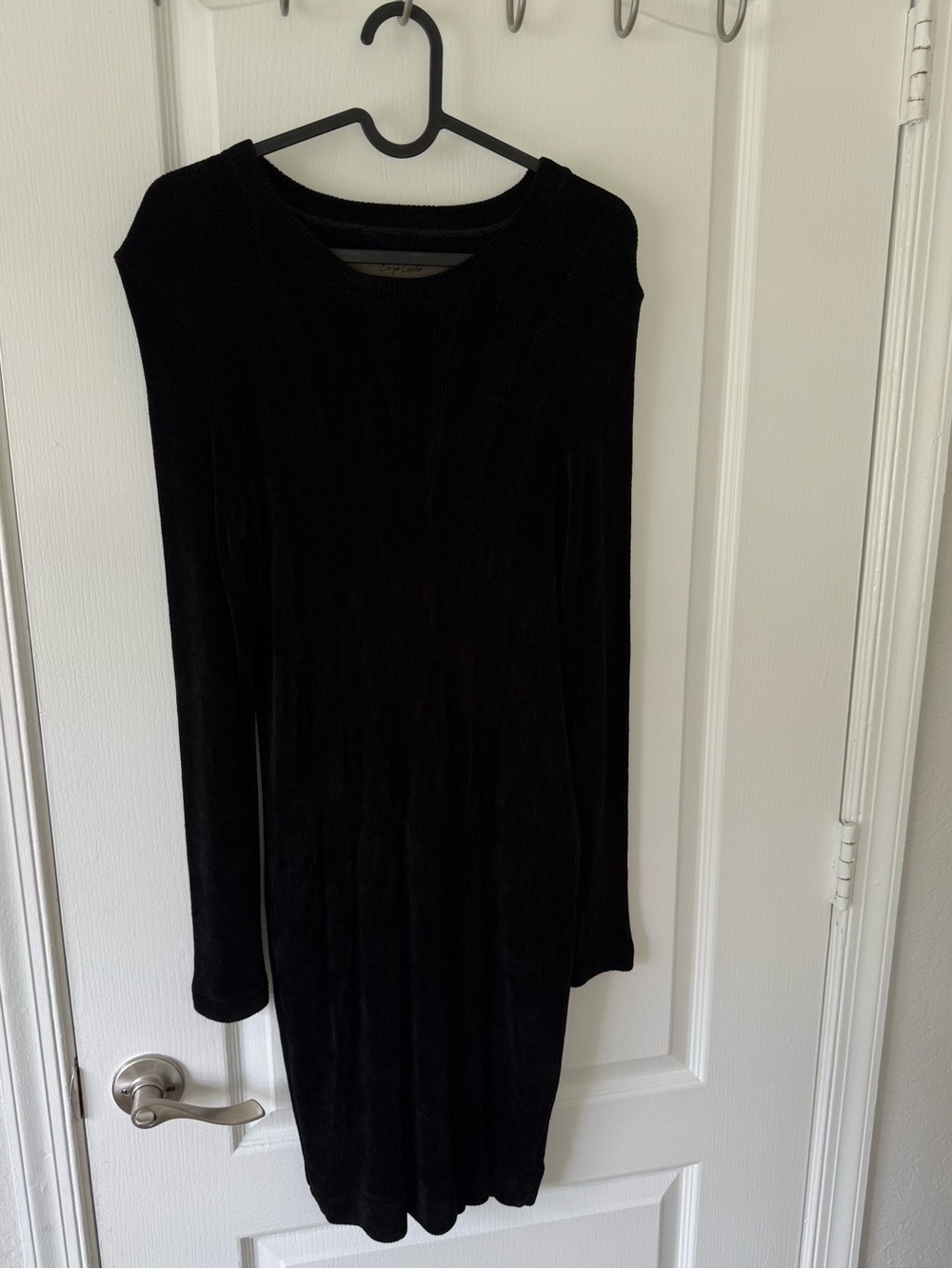 Enza Costa Black Velvety Ribbed Bodycon Dress – XS
